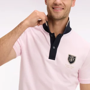 Polo à manches courtes EDEN PARK en piqué coton rose écusson EP 06FW