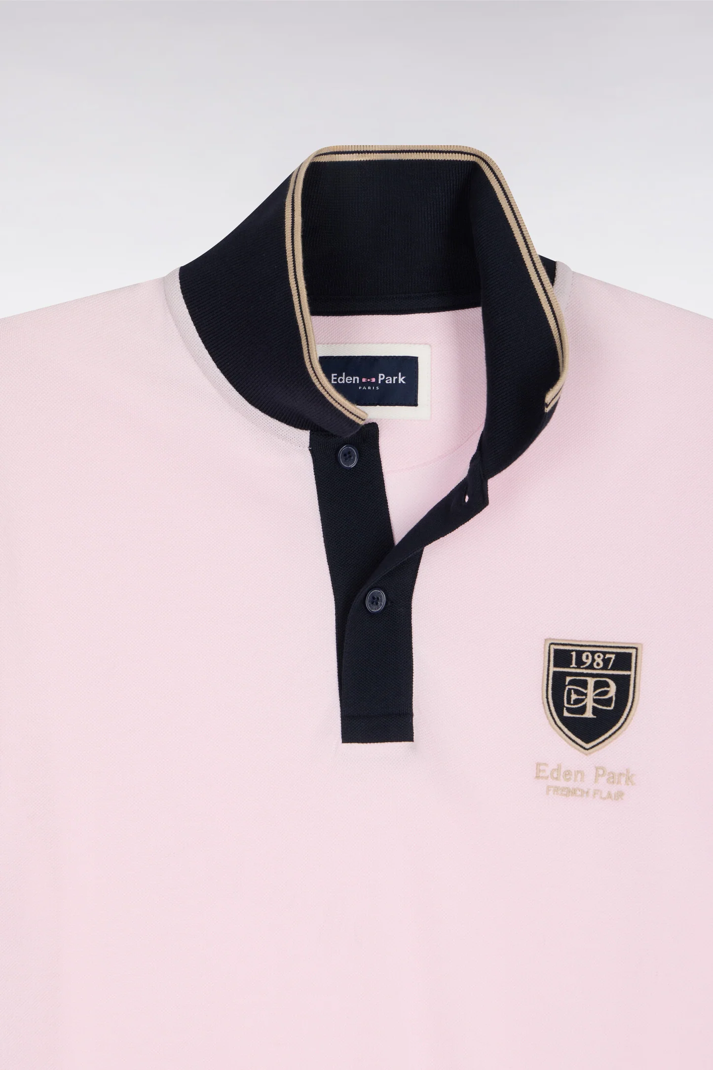 Polo à manches courtes EDEN PARK en piqué coton rose écusson EP 06FW – Image 4