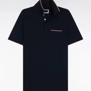 Polo manches courtes EDEN PARK en piqué coton stretch marine 06FH