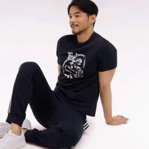 T-shirt EDEN PARK à manches courtes en coton marine sérigraphié 06CR