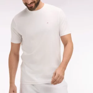 T-shirt à manches courtes en coton Pima blanc brodé 06CH