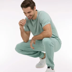 T-shirt à manches courtes en coton Pima vert d'eau 06CG