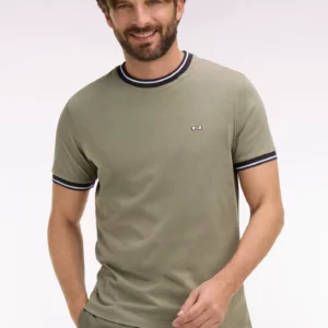 T-shirt à manches courtes en coton kaki brodé 06G2