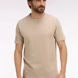 T-shirt à manches courtes en jersey de coton slub beige 06CM