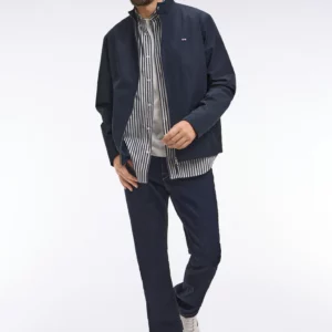 Blouson EDEN PARK à col motard en nylon marine 06G9