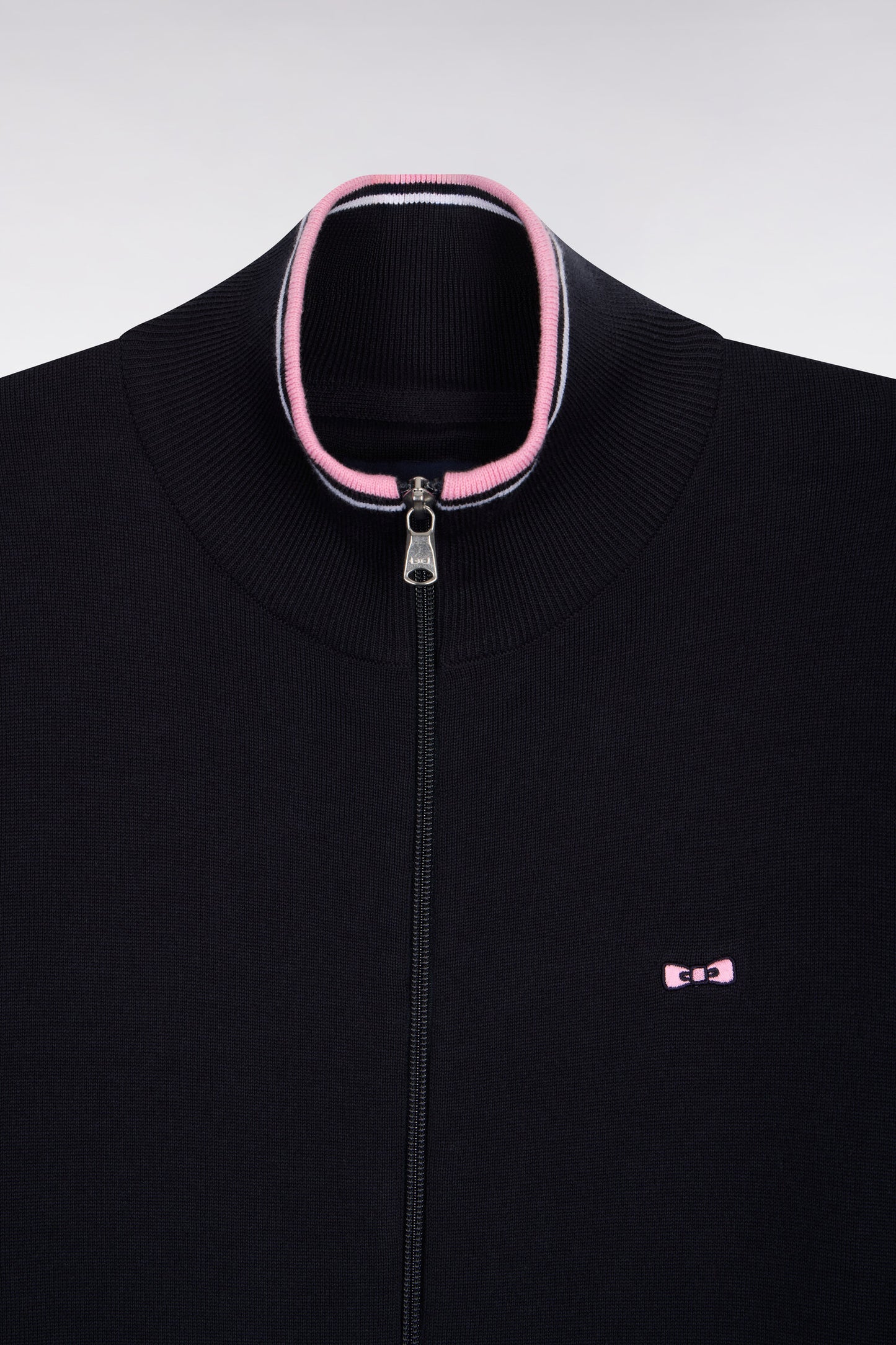 Cardigan zippé EDEN PARK en coton marine à bords-côtes rayés 06FC – Image 5