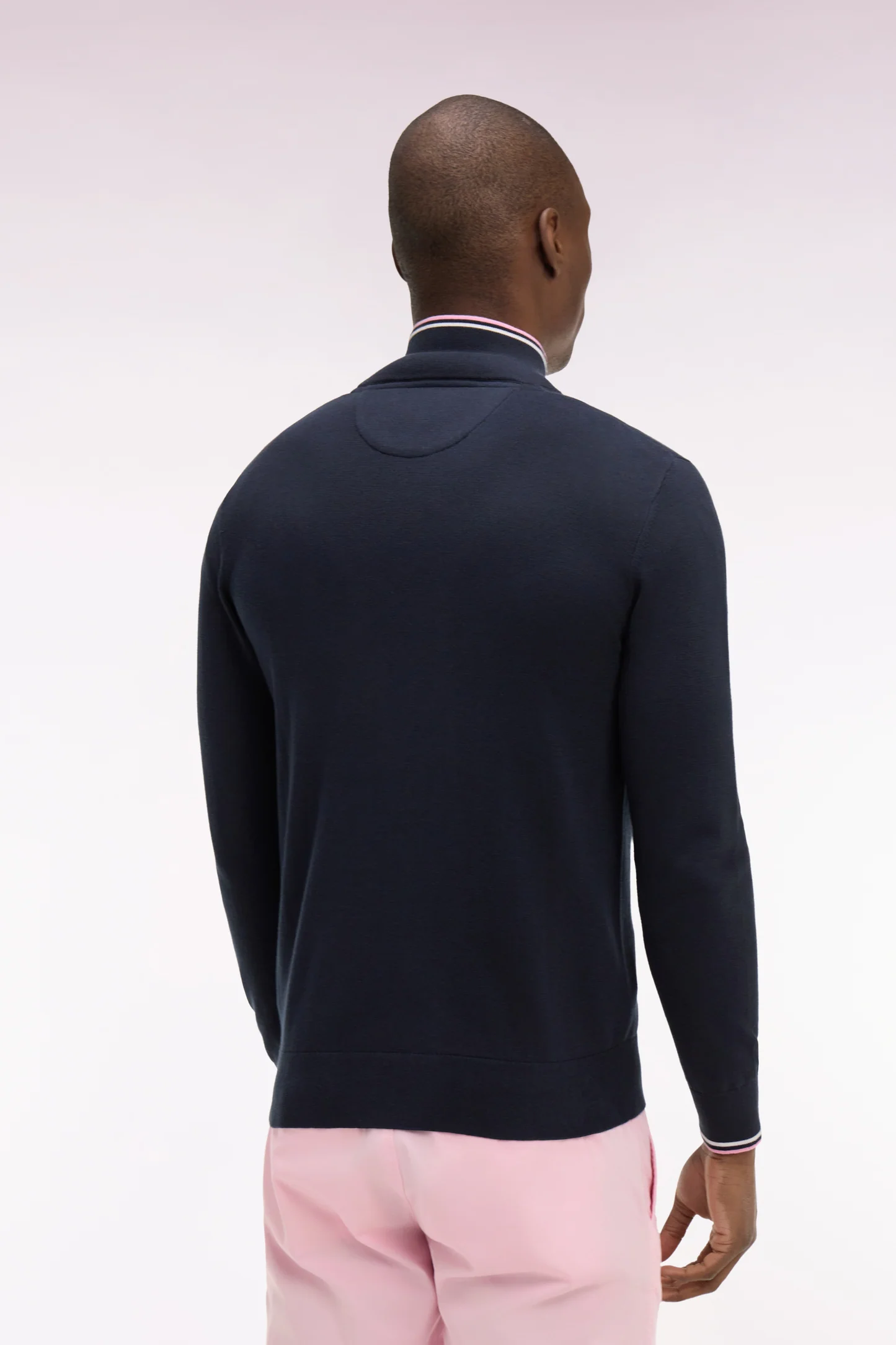 Cardigan zippé EDEN PARK en coton marine à bords-côtes rayés 06FC – Image 4