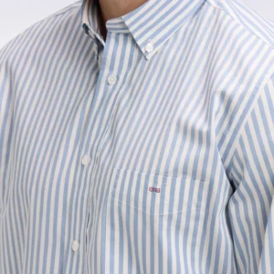 Chemise EDEN PARK en coton bleu à rayures bâtons 06F4
