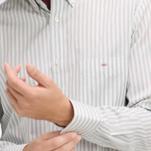 Chemise EDEN PARK en coton ciel à rayures bâtons 06F3