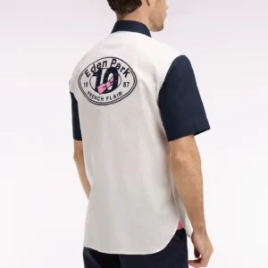 Chemise à manches courtes EDEN PARK en coton blanc broderie dos 06ET