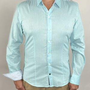 Chemise cintrée NUMEROLOGIE Aristide aqua 06H5