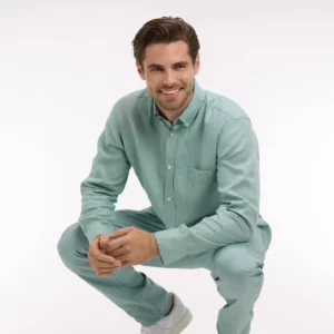 Chemise droite EDEN PARK en lin vert d'eau 06F2