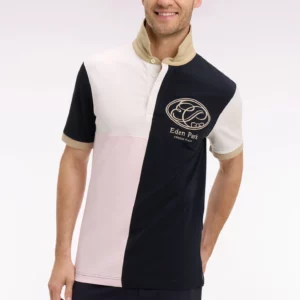 Maillot à manches courtes EDEN PARK marine découpes graphiques et broderie 06FG