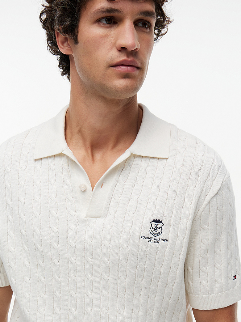 Polo TH en maille torsadée à logo brodé 06KA – Image 3