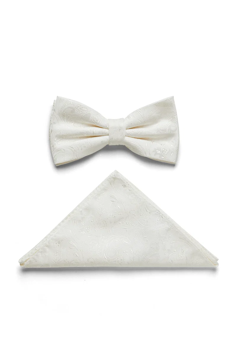 Nœud papillon et pochette avec motif jacquard pour cérémonie mariage