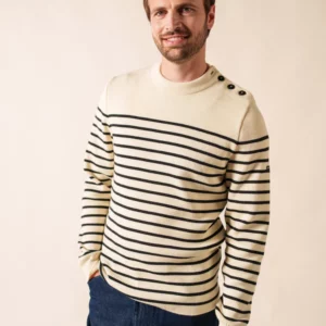 Pull SAINT JAMES GALIOTTE crème rayé marine 05UJ
