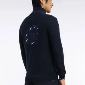 Cardigan XV de France zippé EDEN PARK en jersey coton marine brodé 06RX
