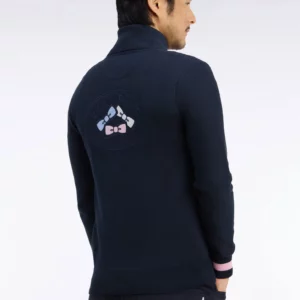 Cardigan zippé EDEN PARK en coton marine dos brodé 06RV