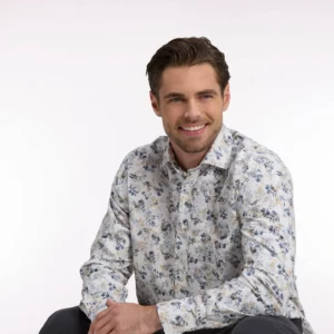 Chemise EDEN PARK en coton écru à imprimé végétal 06RP