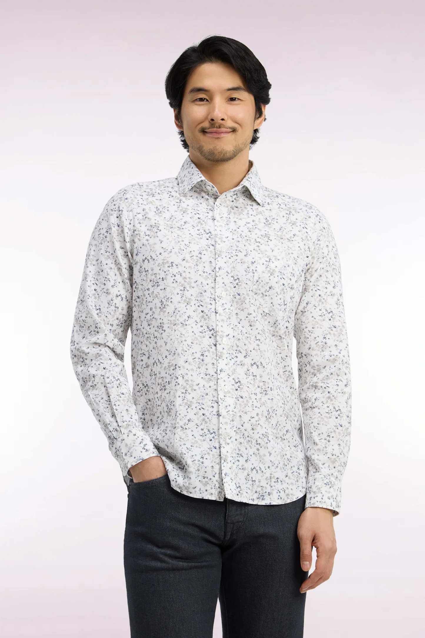 Chemise EDEN PARK en coton écru à micromotifs coupe ajustée 06RN – Image 2