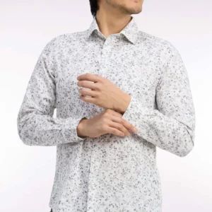 Chemise EDEN PARK en coton écru à micromotifs coupe ajustée 06RN