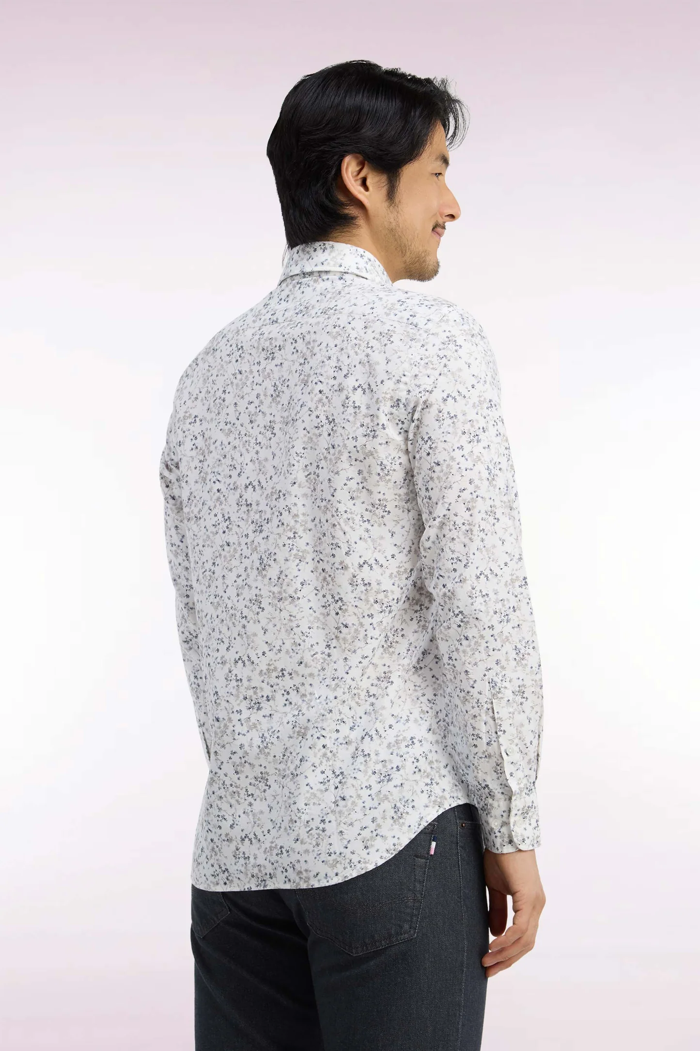 Chemise EDEN PARK en coton écru à micromotifs coupe ajustée 06RN – Image 3