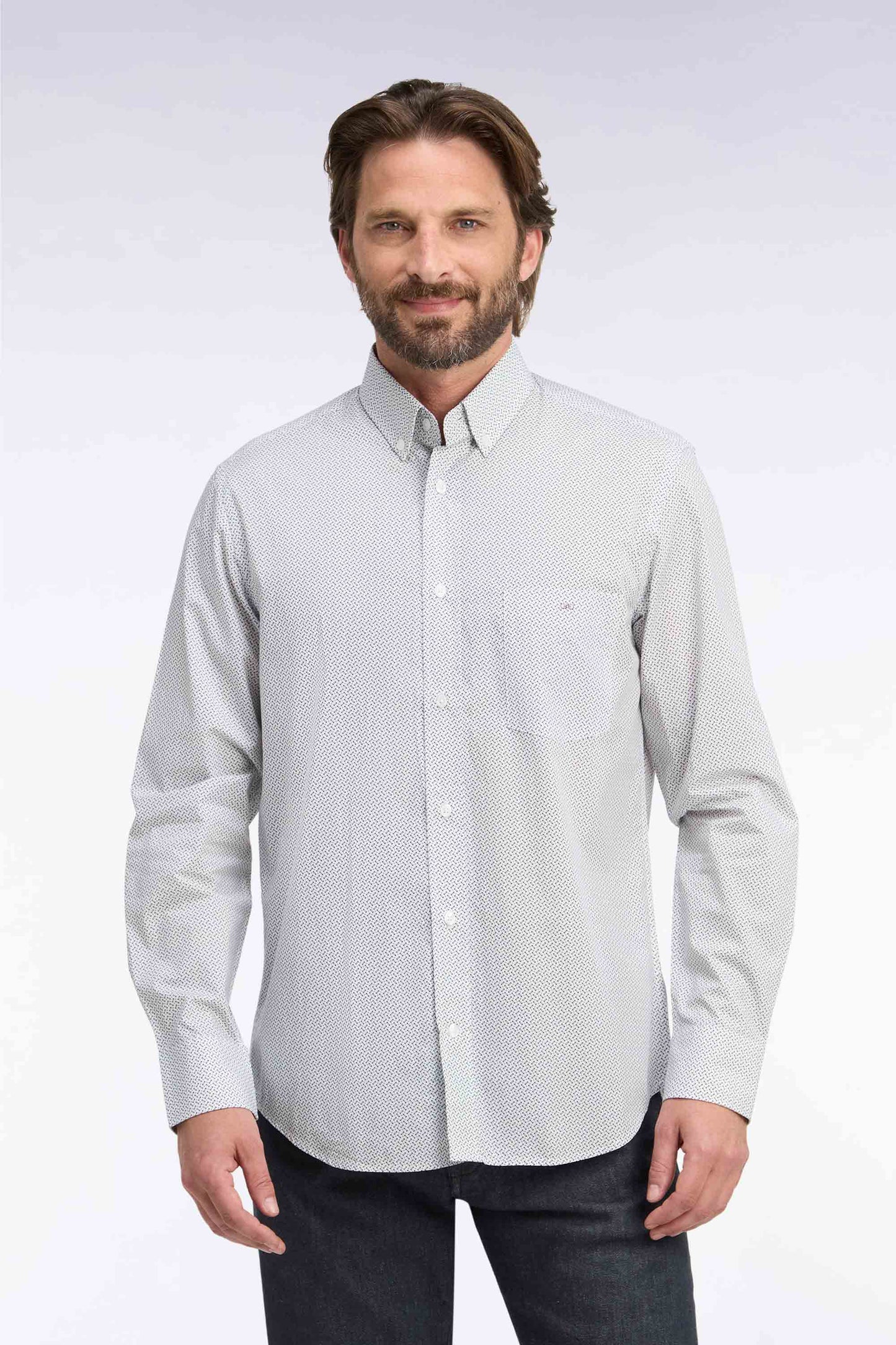 Chemise en coton blanc EDEN PARK à micromotifs nœuds papillon 06RJ – Image 2
