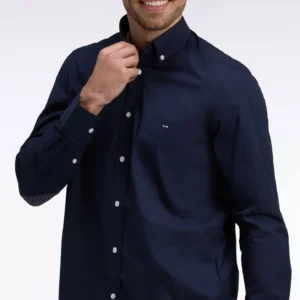 Chemise en coton marine EDEN PARK à détails micromotifs 06RA