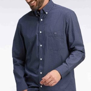 Chemise en popeline de coton marine EDEN PARK à micromotifs nœuds papillon 06RH