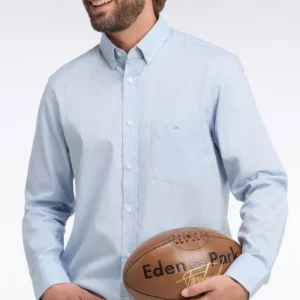 Chemise unie en coton bleu ciel EDEN PARK 06RE