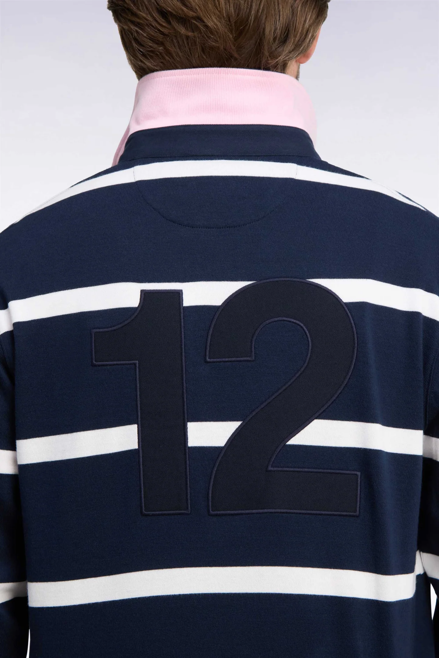 Maillot manches longues EDEN PARK en jersey de coton marine rayé broderie dos 06RZ – Image 4