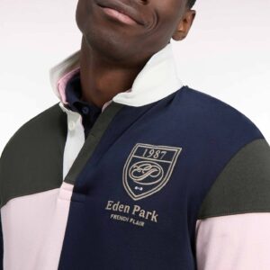 Maillot manches longues EDEN PARK en jersey de coton peigné tricolore kaki 06S2