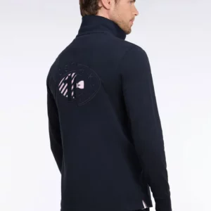 Polo à manches longues EDEN PARK en piqué coton marine broderie dos 06SA