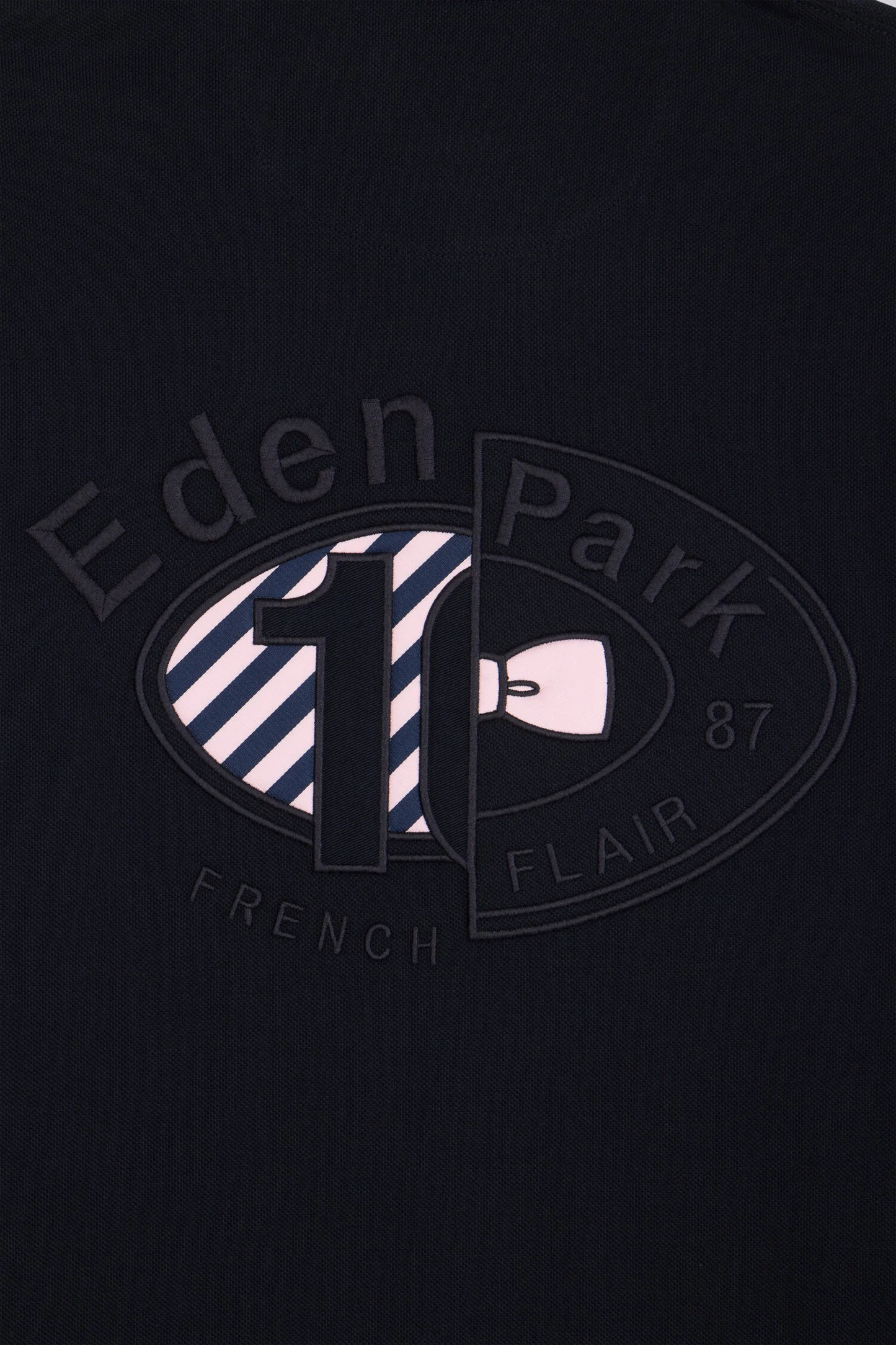 Polo à manches longues EDEN PARK en piqué coton marine broderie dos 06SA – Image 2