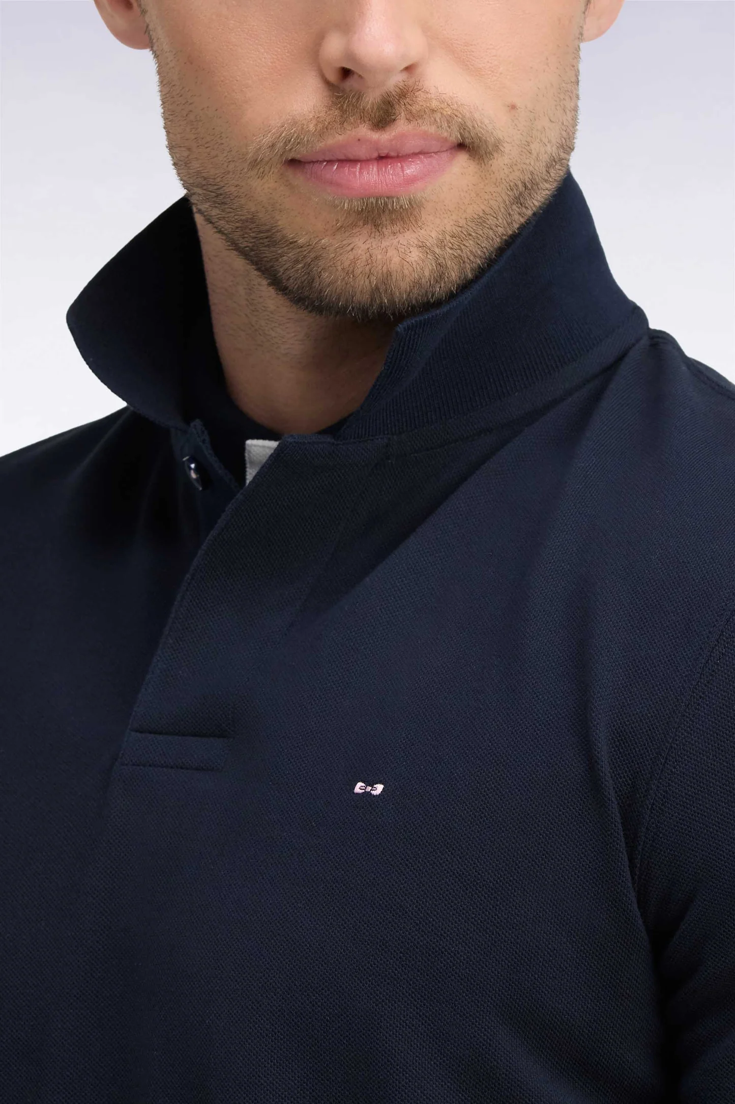 Polo à manches longues EDEN PARK en piqué coton marine broderie dos 06SA – Image 5