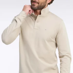 Polo manches longues EDEN PARK en coton Pima beige 06S6