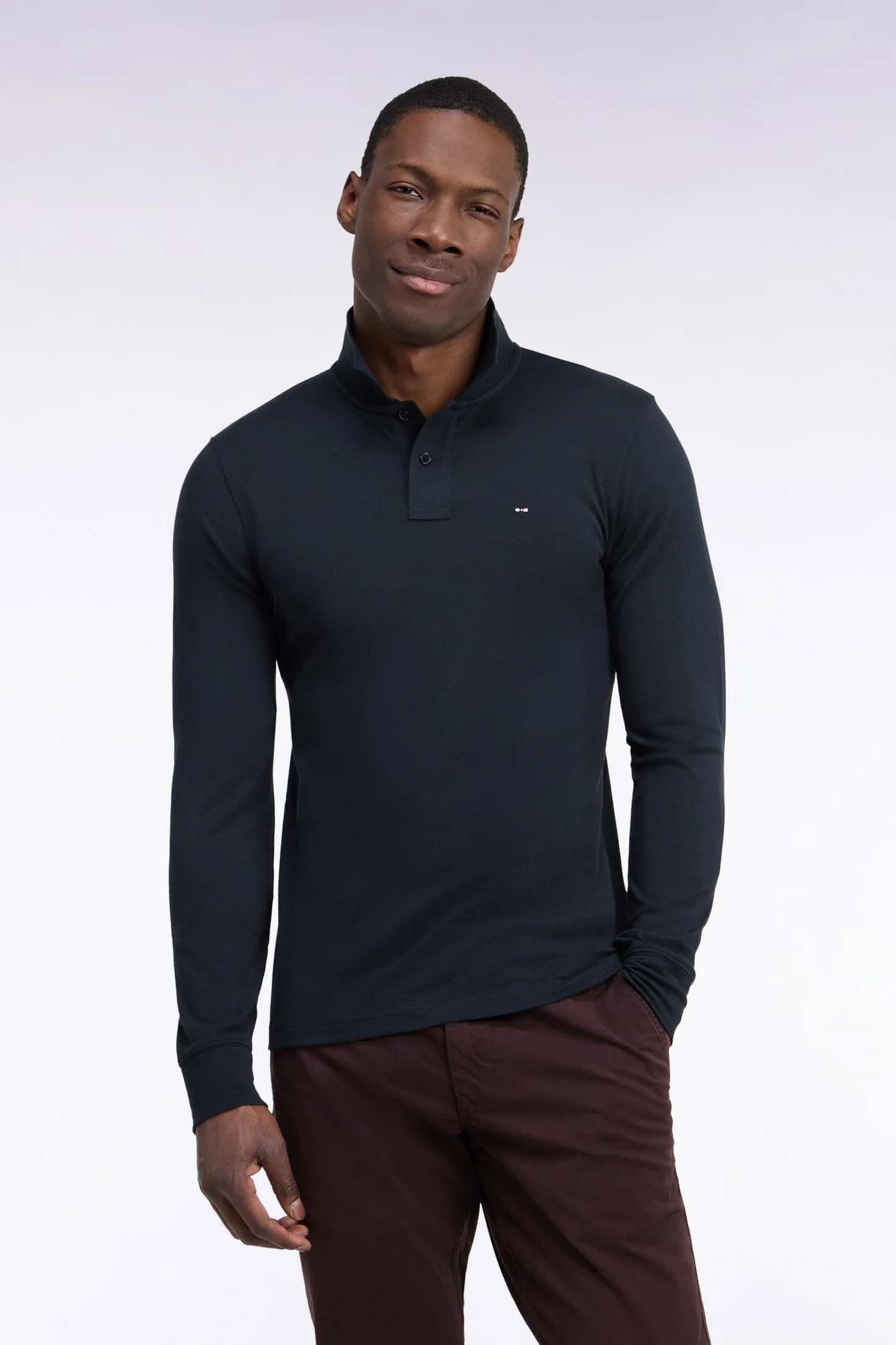 Polo manches longues EDEN PARK en coton Pima noir 06S7 – Image 2