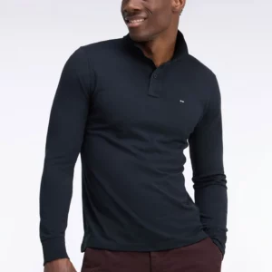 Polo manches longues EDEN PARK en coton Pima noir 06S7