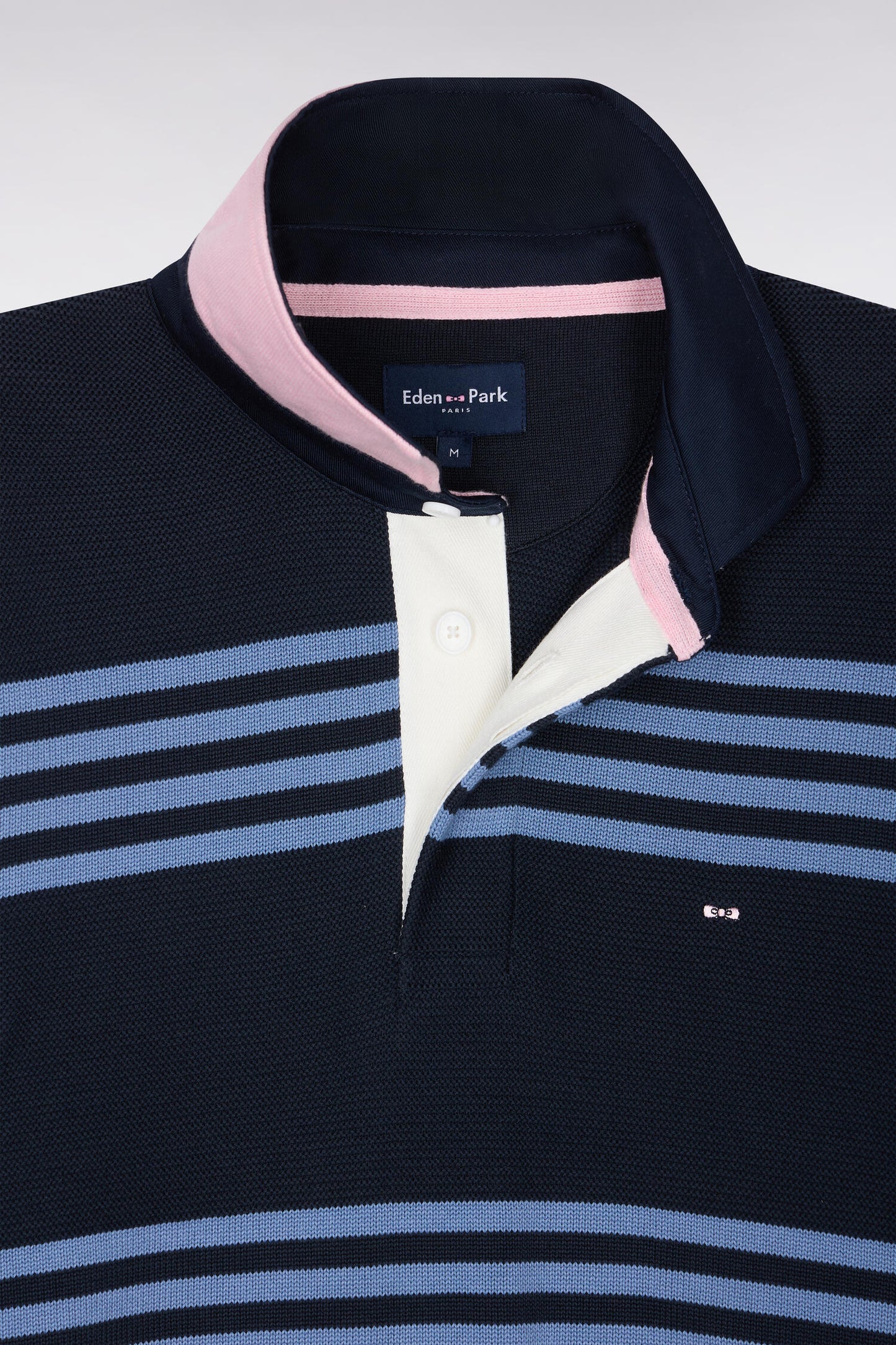 Pull à col maillot EDEN PARK en coton bleu et marine 06SL – Image 4