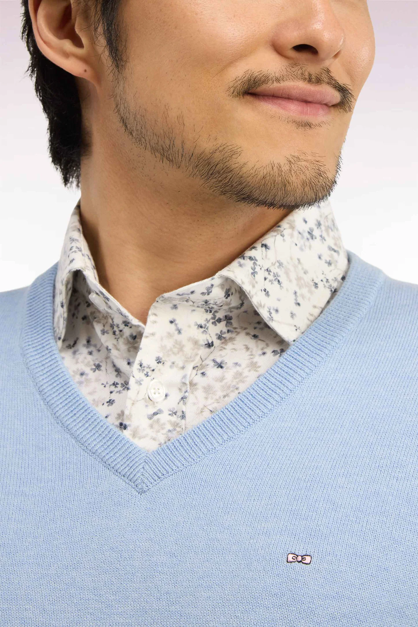 Pull col V EDEN PARK en laine et coton ciel 06SG – Image 3