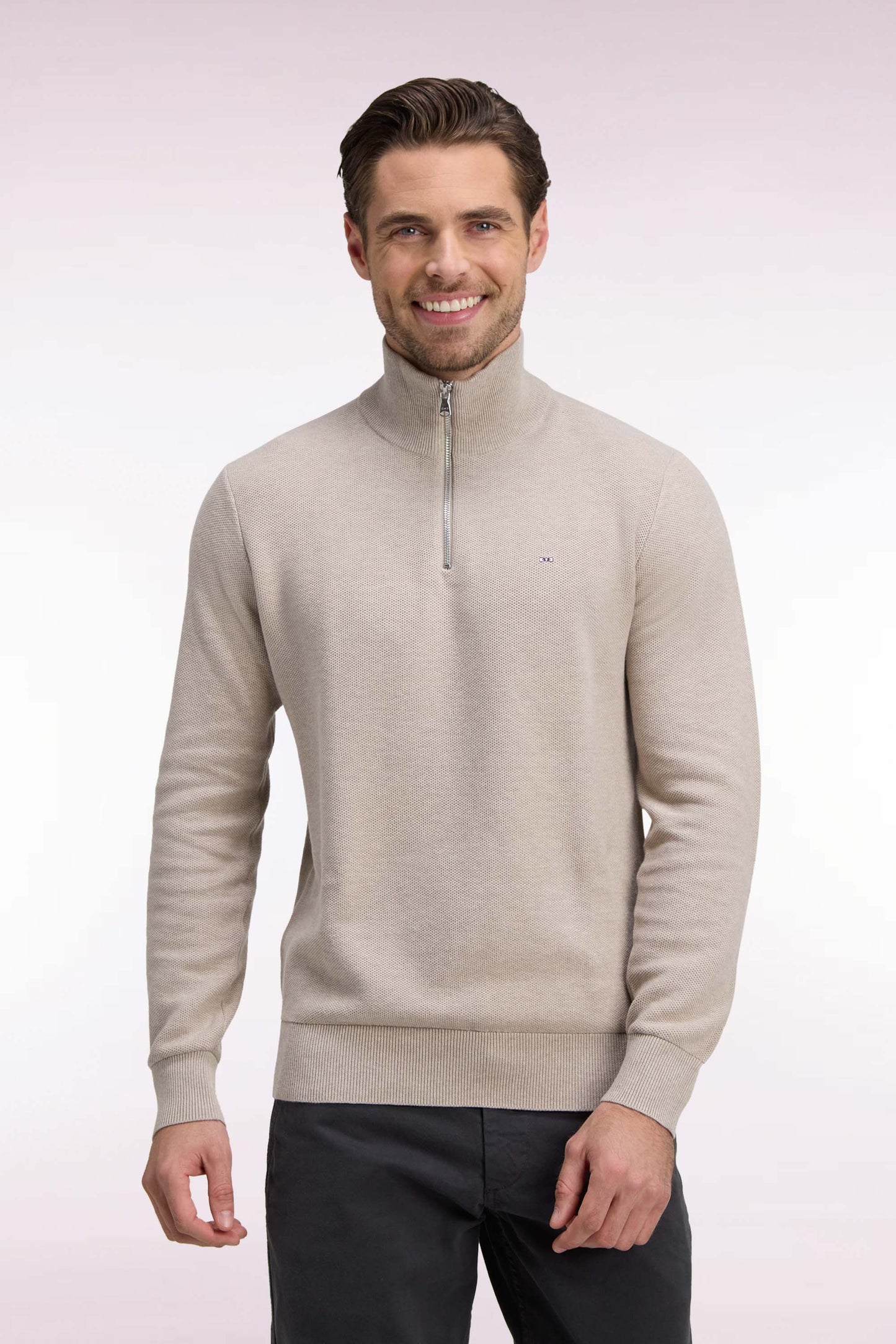 Pull col camionneur EDEN PARK en coton beige 06SJ – Image 2