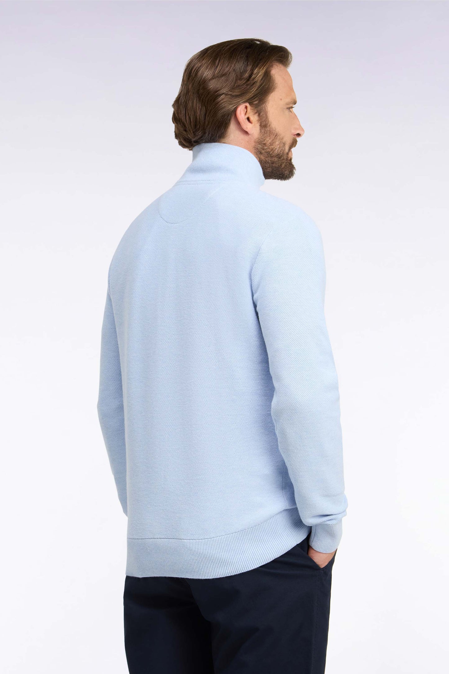 Pull col camionneur EDEN PARK en coton bleu ciel 06SK – Image 4