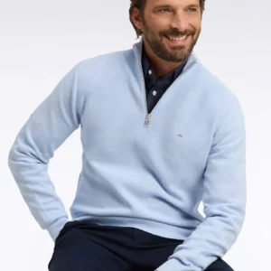 Pull col camionneur EDEN PARK en coton bleu ciel 06SK