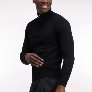 Pull col camionneur EDEN PARK en laine et coton noir 06SF