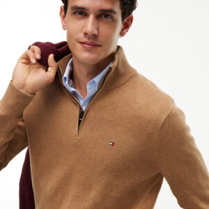 Pull zippé TH avec cachemire à col cheminée 06US