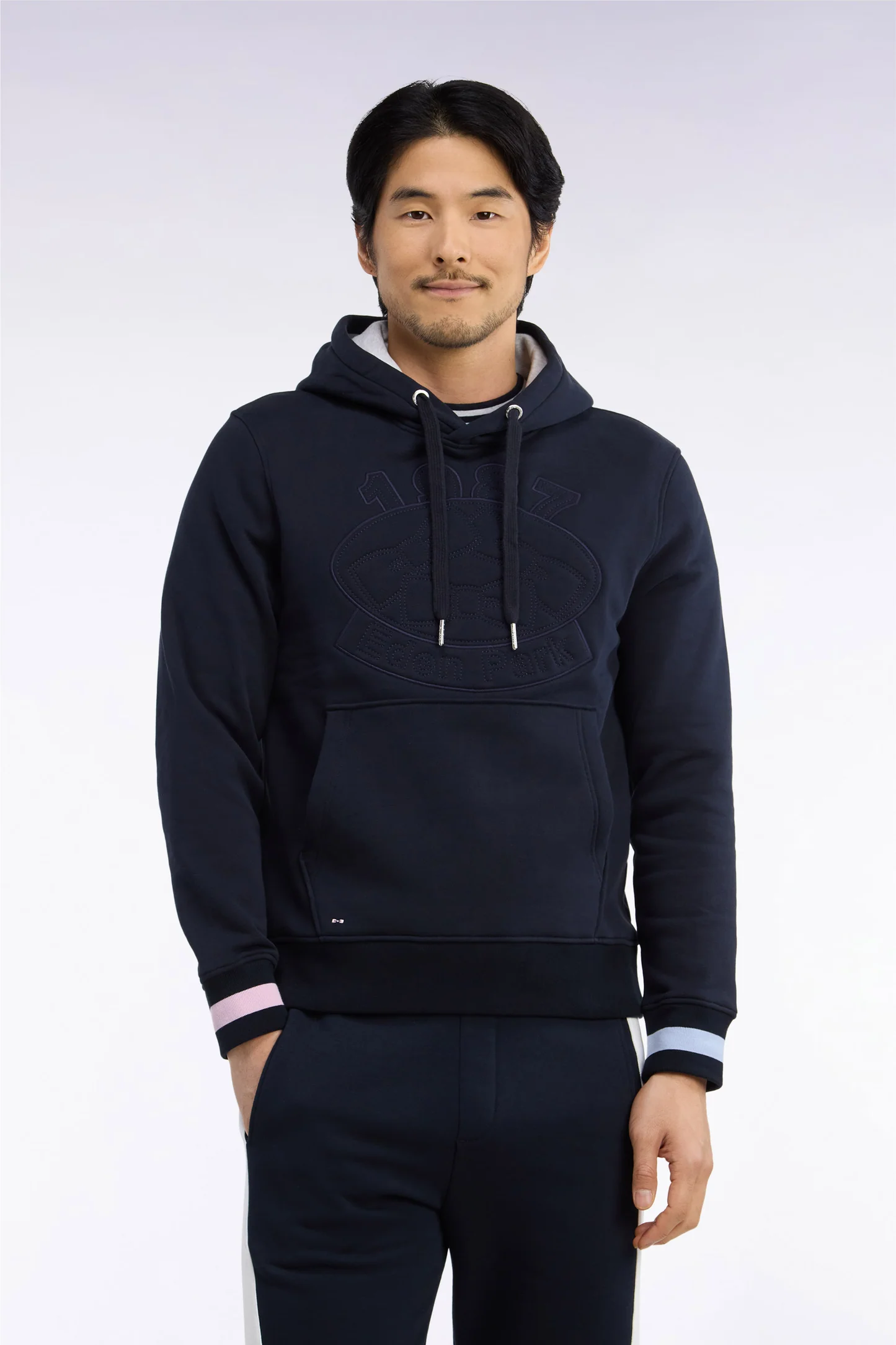Sweatshirt à capuche EDEN PARK en molleton coton marine brodé 06SR – Image 3