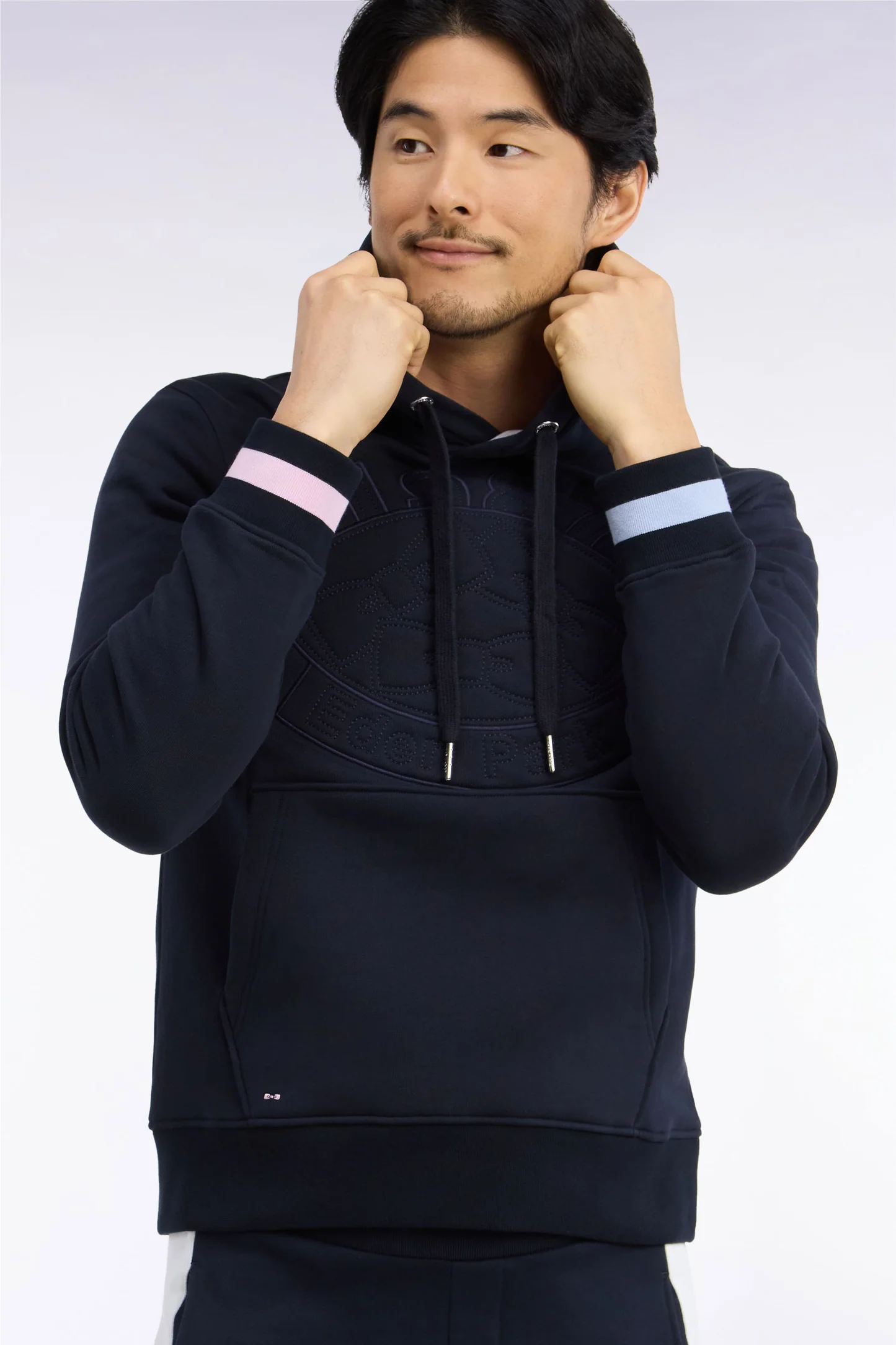 Sweatshirt à capuche EDEN PARK en molleton coton marine brodé 06SR