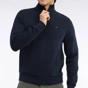 Sweatshirt col camionneur EDEN PARK en molleton coton marine 06SP
