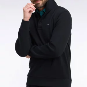 Sweatshirt col polo EDEN PARK en coton noir 06SQ