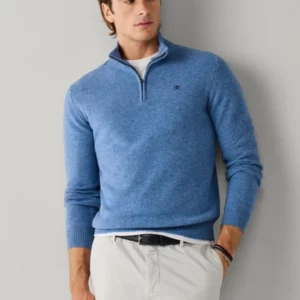 pull HACKETT en laine d'agneau à demi-zip 06XJ